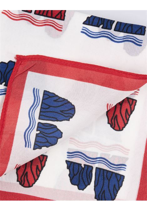 Silk Handkerchief With Red and Blue Faraglioni Pattern 813 (OTTO TREDICI) | FARAGLIONI ROSSO BLU /LROSSO