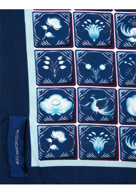 Pochette In Seta Blu Con Pattern RUSSO CAPRI | FOULARD/L1