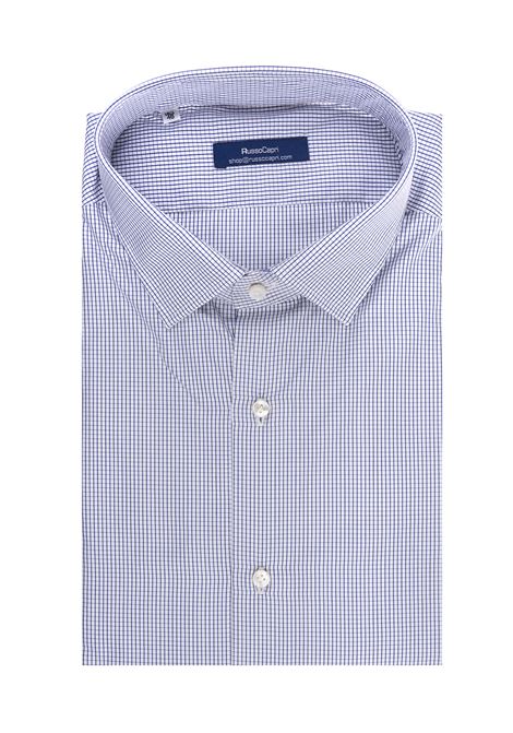 Blue Graph Checked Cotton Shirt RUSSO CAPRI | QUADRETTO COTONEBLU