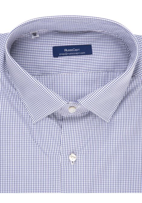 Blue Graph Checked Cotton Shirt RUSSO CAPRI | QUADRETTO COTONEBLU