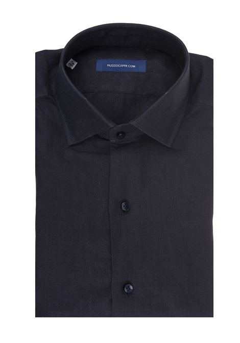 Solid Color Night Blue Linen Shirt RUSSO CAPRI | UNITA LINOBLU
