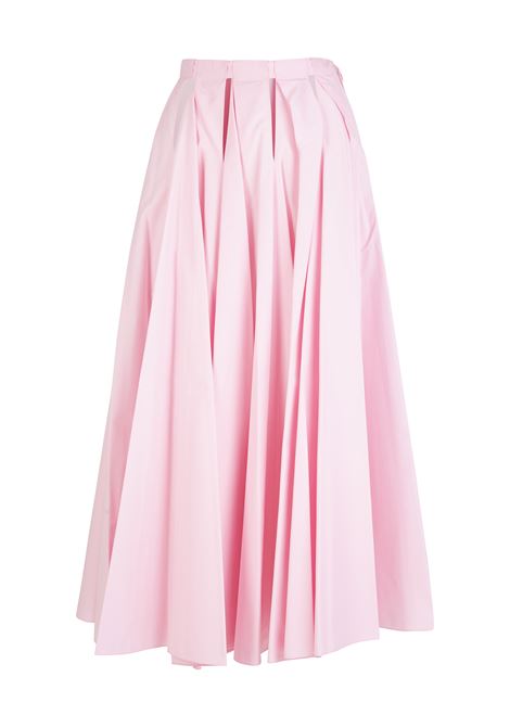 Gonna Lunga Donna In Popeline Giapponese Rosa ALAIA | AA9J03651T001401