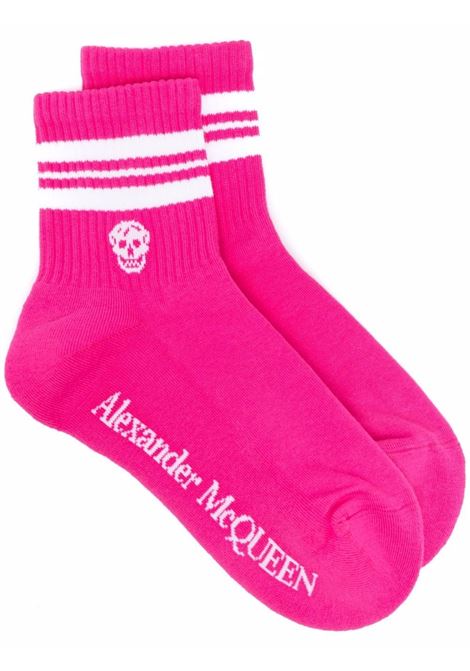 Woman Fuchsia and White Socks With Skull and Stripes ALEXANDER MCQUEEN | 645423-3D17Q5677