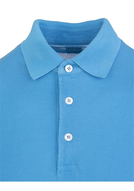 Azure Man Polo Shirt In Pique' Cotton FEDELI | UEF0108116