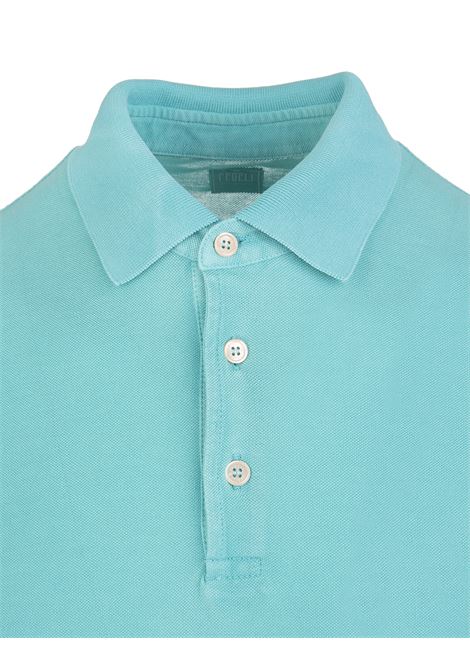 Aquamarine Man Polo Shirt In Pique' Cotton FEDELI | UEF0108121