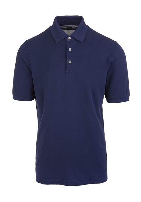 Dark Blue Man Polo Shirt In Pique' Cotton FEDELI | UEF010885
