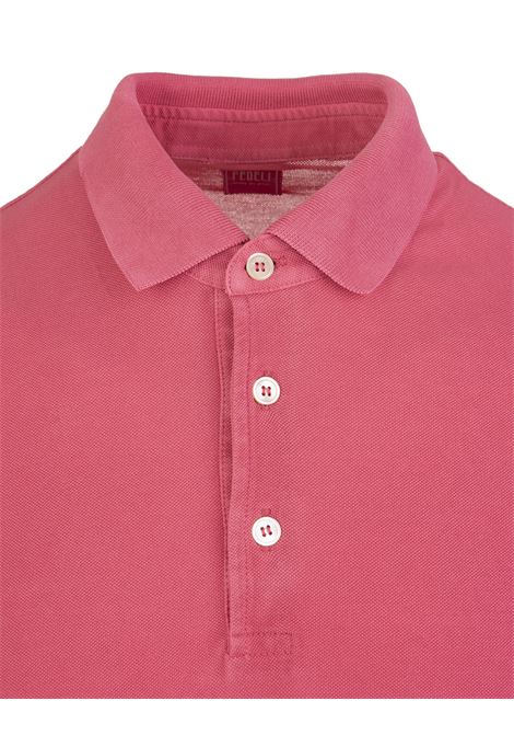 Strawberry Red Man Polo Shirt In Pique' Cotton FEDELI | UEF010886