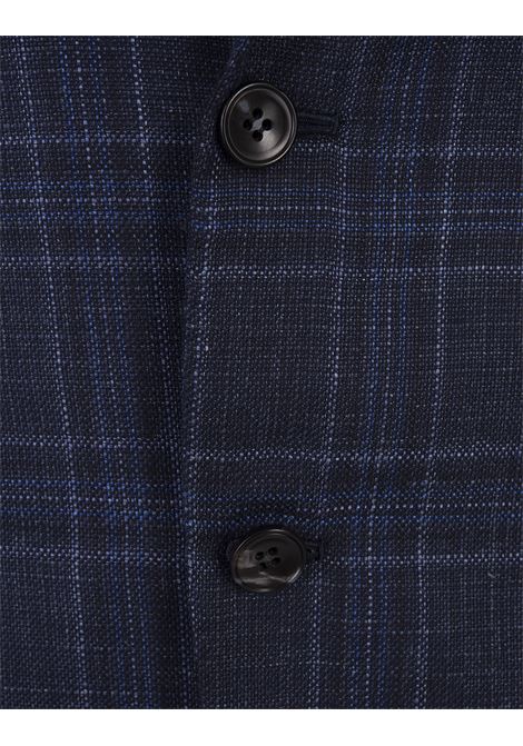 Blue Check Wool Classic Blazer KITON | UG81KF11111100N