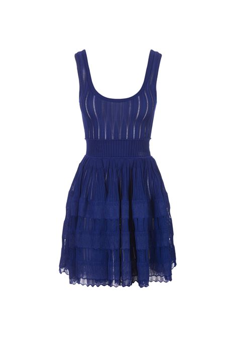 Blue Fluid Skater Mini Dress ALAIA | AA9R22462M712585