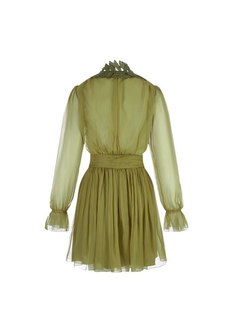 Green Silk Chiffon Mini Dress With Ramage Lace ALBERTA FERRETTI | A0457-01140452