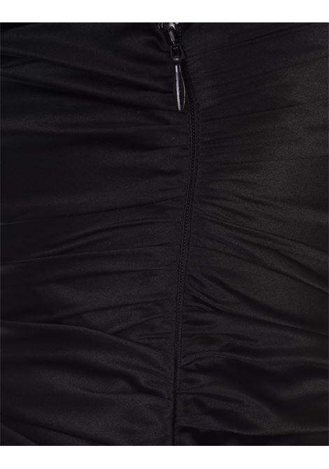 Black Silk Satin Mini Dress With Lace and Hotfix ALESSANDRA RICH | FAB3303900