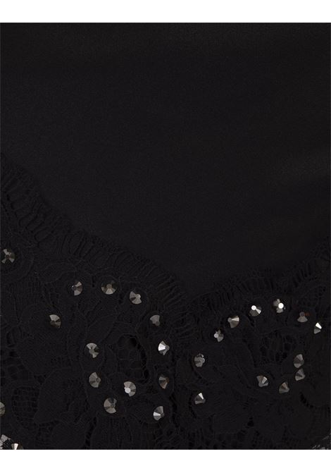 Black Silk Satin Mini Dress With Lace and Hotfix ALESSANDRA RICH | FAB3303900