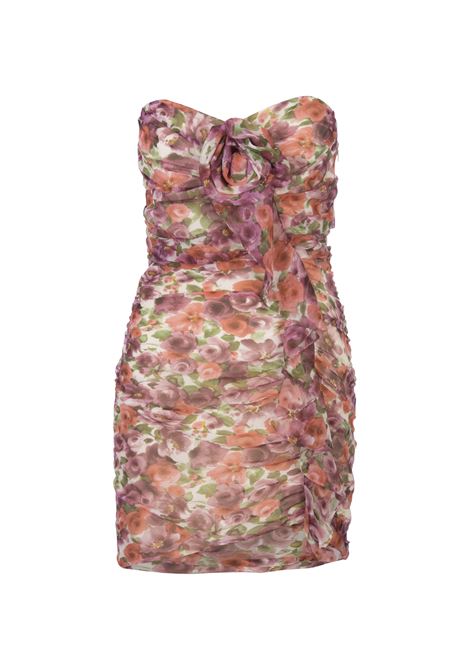 Mini Bustier Dress In Pink Silk Georgette With Floral Print ALESSANDRA RICH | FAB33241917