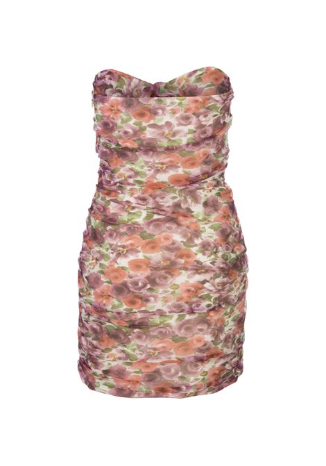 Mini Bustier Dress In Pink Silk Georgette With Floral Print ALESSANDRA RICH | FAB33241917