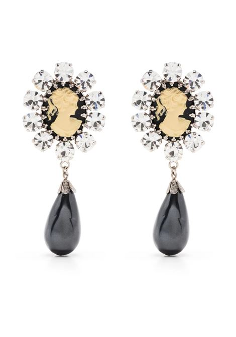 Black Cameo Earrings with Pendant Pearl ALESSANDRA RICH | FABA2873CRY-BLACK-SILVER