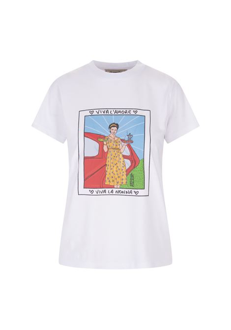 T-Shirt Bianca Con Stampa Viva La Nonna ALESSANDRO ENRIQUEZ | AES101-COVIVA LA NONNA