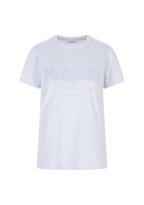 Light Blue McQueen Graffiti T-Shirt ALEXANDER MCQUEEN | 608614-QZAD30429