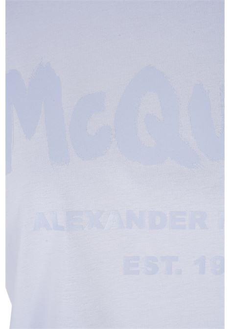 Light Blue McQueen Graffiti T-Shirt ALEXANDER MCQUEEN | 608614-QZAD30429