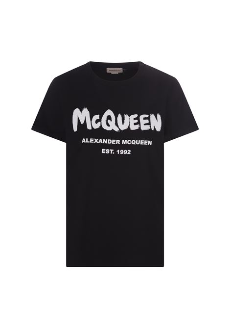 T-Shirt McQueen Graffiti Nera ALEXANDER MCQUEEN | 608614-QZAD30520