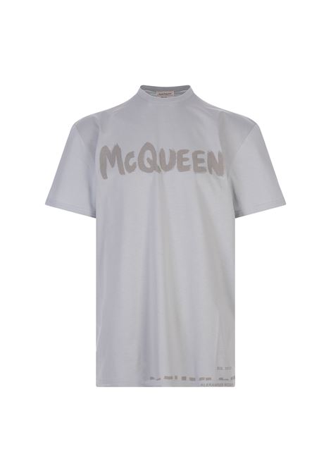 Dove Grey McQueen Graffiti T-Shirt ALEXANDER MCQUEEN | 622104-QUZ570912