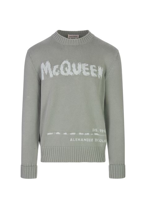 Mint Green McQueen Graffiti Crew Neck Sweater ALEXANDER MCQUEEN | 626454-Q1WZL4313