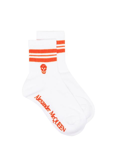 Orange and White Socks With Skull and Stripes ALEXANDER MCQUEEN | 645423-3D17Q9047