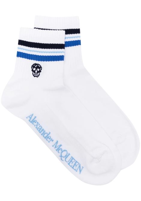 White Socks With Blue Skull and Stripes ALEXANDER MCQUEEN | 645423-3E25Q9068