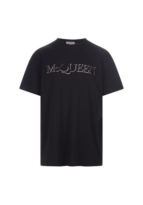 Black T-Shirt With McQueen Embroidery ALEXANDER MCQUEEN | 649876-QTZ560901