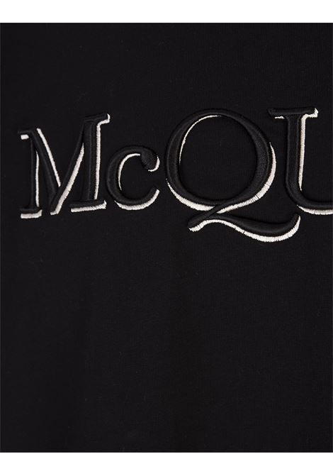 T-Shirt Nera Con Ricamo McQueen ALEXANDER MCQUEEN | 649876-QTZ560901