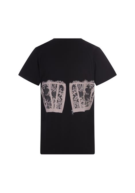 T-Shirt Nera Con Stampa Corsetto ALEXANDER MCQUEEN | 691159-QZAFC0541