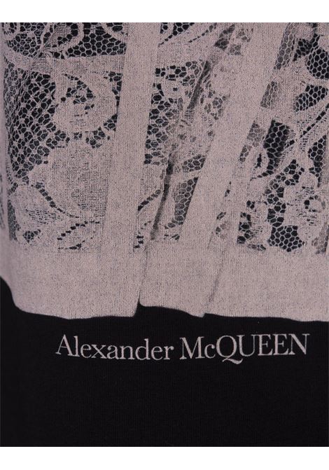 T-Shirt Nera Con Stampa Corsetto ALEXANDER MCQUEEN | 691159-QZAFC0541