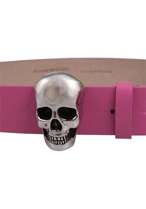 Pink Leather Belt With Silver Skull Buckle ALEXANDER MCQUEEN | 704734-1AAH85502