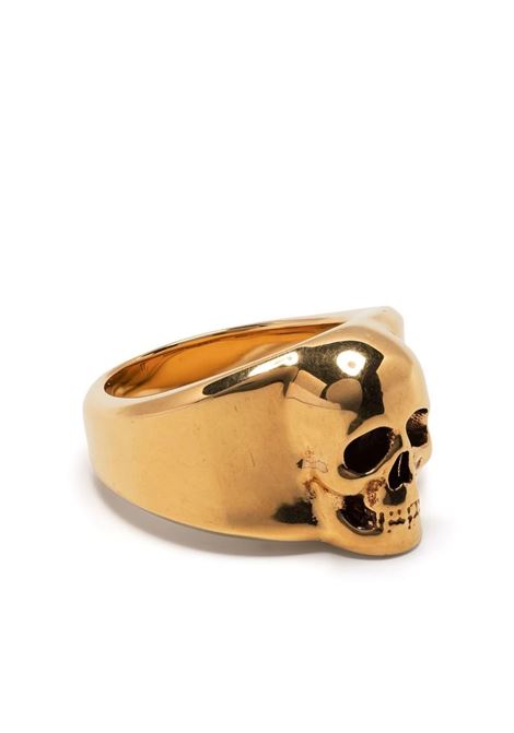 Anello Con Sigillo Skull in Oro Anticato ALEXANDER MCQUEEN | Gioielli | 705833-J160G0448