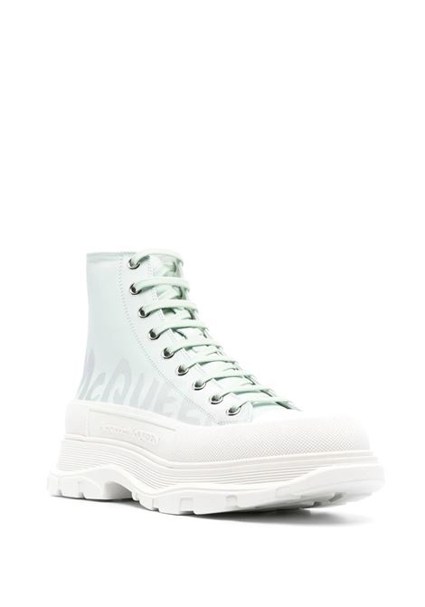 White Tread Slick Boots With Mint Green Shade ALEXANDER MCQUEEN | 711109-WIAT64615