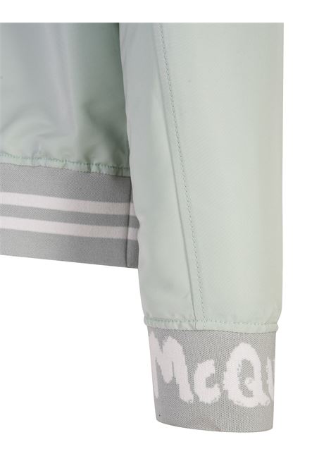 Light Green Bomber Jacket With McQueen Graffiti Print ALEXANDER MCQUEEN | 717675-QUR774920