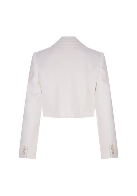 White Cropped Jacket With Double Revers And Cut-Out  ALEXANDER MCQUEEN | 723367-QJAAC9016