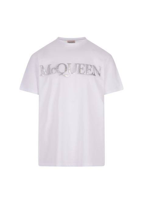 T-Shirt Oversize McQueen Bianca e Argento ALEXANDER MCQUEEN | 727266-QUZ080900