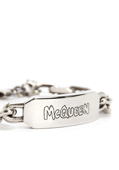 McQueen Graffiti Tag Bracelet in Antiqued Silver ALEXANDER MCQUEEN | 728448-J160Y0446