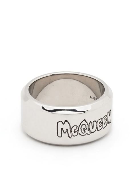 McQueen Graffiti Ring in Antiqued Silver ALEXANDER MCQUEEN | 728450-J160Y0446