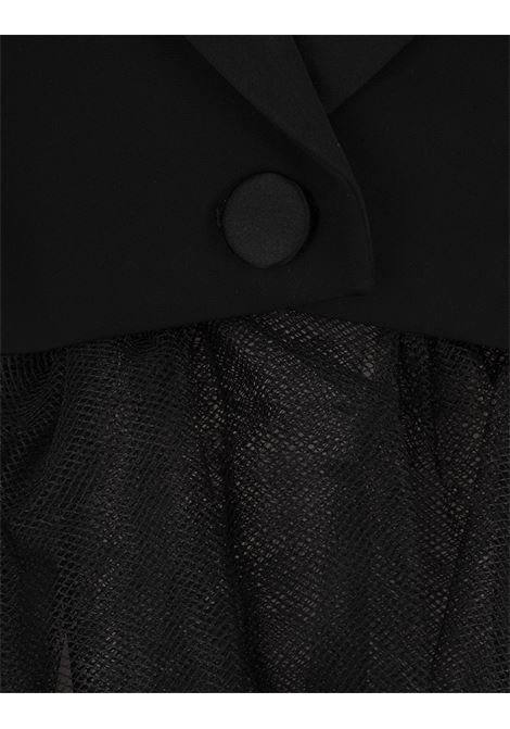 Black Crop Peplum Jacket With Tulle ALEXANDER MCQUEEN | 734322-QJADC1000