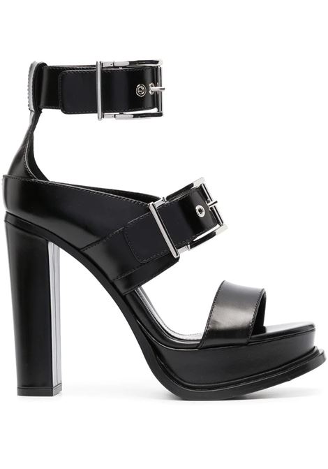 Platform Sandal With Buckles In Black And Silver ALEXANDER MCQUEEN | 734984-WHSWD1081