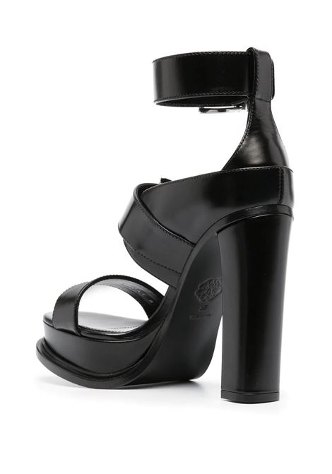 Platform Sandal With Buckles In Black And Silver ALEXANDER MCQUEEN | 734984-WHSWD1081