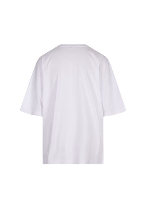 T-Shirt Oversize Bianca Con Stampa Skull Rosa ALEXANDER MCQUEEN | 735266-QUZ430900