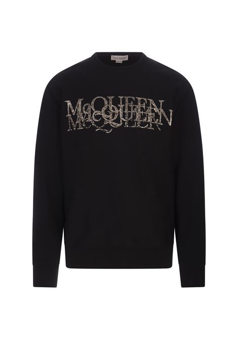 Black Sweatshirt With Sequined Logo ALEXANDER MCQUEEN | 735293-QUX561010