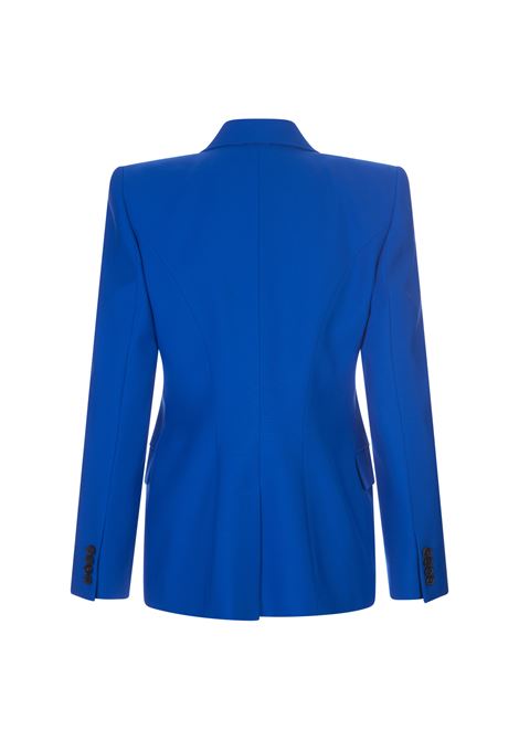 Galactic Blue Tailored Wool Double-Breasted Jacket ALEXANDER MCQUEEN | 745076-QJACX4155