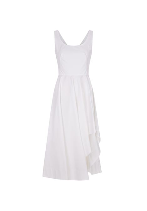 Asymmetric And Draped Dress In White ALEXANDER MCQUEEN | 745714-QAAAY9000