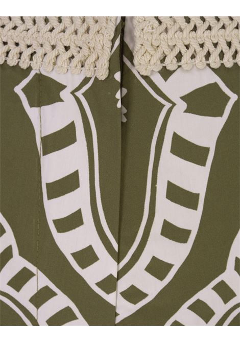Shorts Donna In Cotone Verde Con Macro Stampa AMOTEA | DONNA-COTTONMACRO PRINT