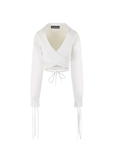 White Poplin Cardigan With Knitted Insert ANDREADAMO | ADSS23CA019504730474