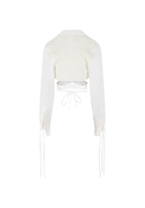 White Poplin Cardigan With Knitted Insert ANDREADAMO | ADSS23CA019504730474