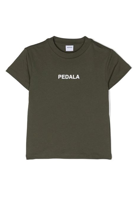T-Shirt Verde Militare Con Stampa Pedala ASPESI KIDS | S23010TSM01225901